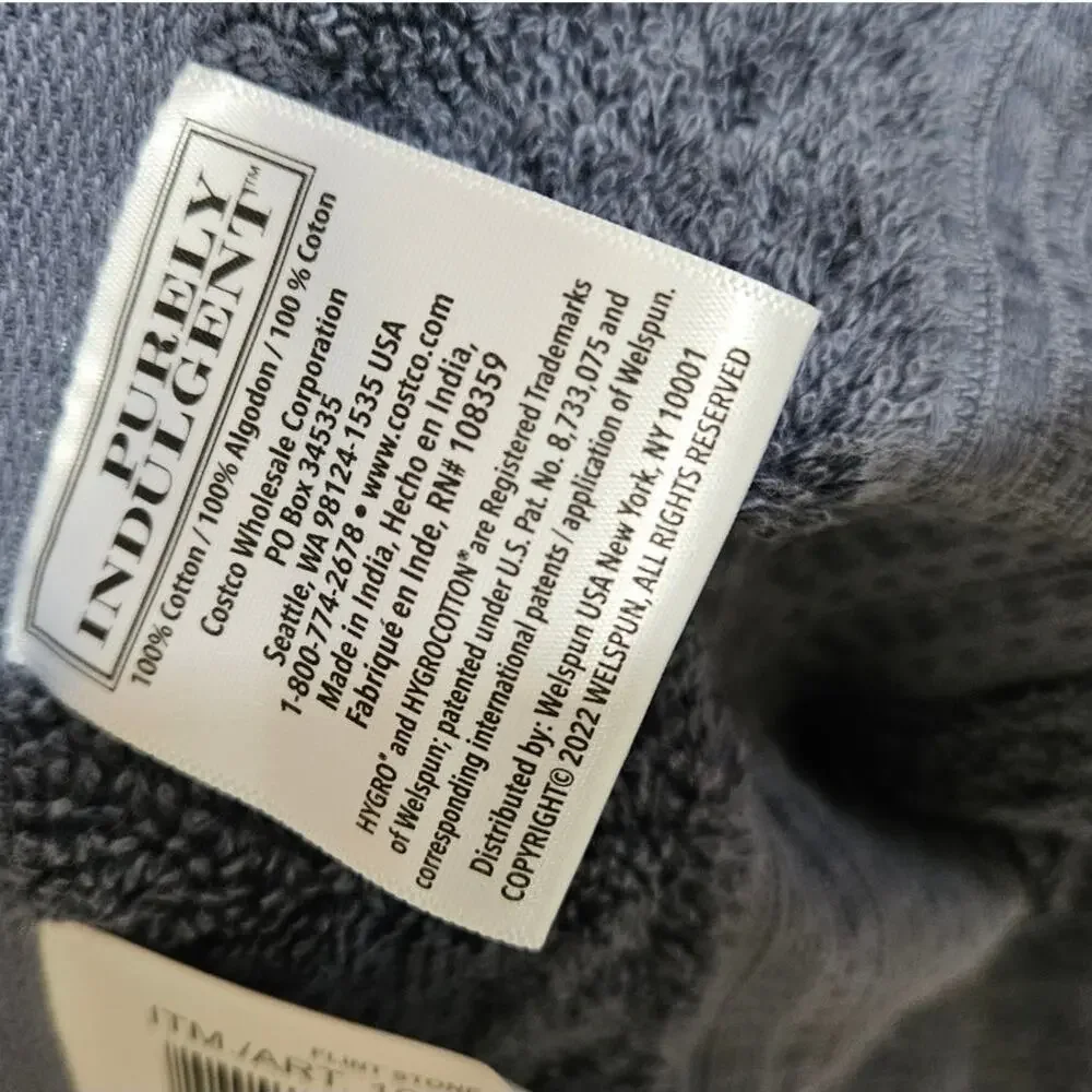 Purely Indulgent 100% Cotton Bath Towel 30x58 Gray Costco Brand OEKO-TEX NWT